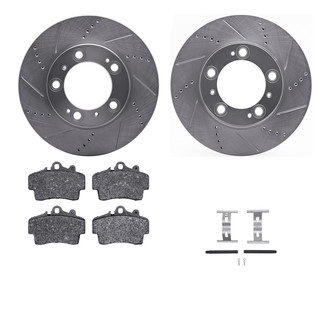 R1 Concepts® - eLINE Series Drilled and Slotted Front Brake Kit with Ceramic Pads