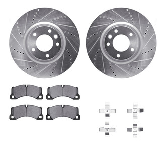 R1 Concepts® - eLINE Series Drilled and Slotted Front Brake Kit with Ceramic Pads