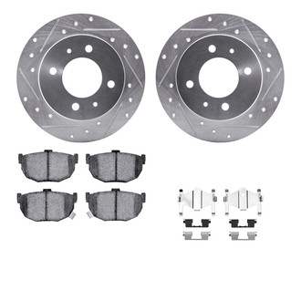 R1 Concepts® - eLINE Series Drilled and Slotted Rear Brake Kit with Ceramic Pads
