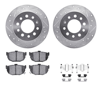 R1 Concepts® - eLINE Series Drilled and Slotted Rear Brake Kit with Ceramic Pads