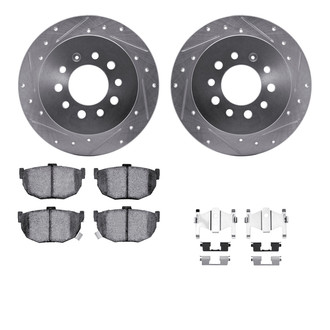 R1 Concepts® - eLINE Series Drilled and Slotted Rear Brake Kit with Ceramic Pads