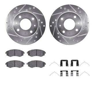 R1 Concepts® - eLINE Series Drilled and Slotted Front Brake Kit with Ceramic Pads