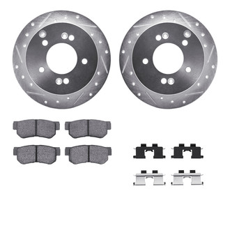 R1 Concepts® - eLINE Series Drilled and Slotted Rear Brake Kit with Ceramic Pads