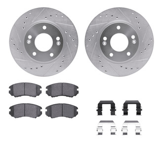 R1 Concepts® - eLINE Series Drilled and Slotted Front Brake Kit with Ceramic Pads