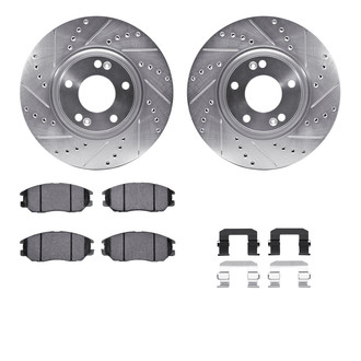 R1 Concepts® - eLINE Series Drilled and Slotted Front Brake Kit with Ceramic Pads