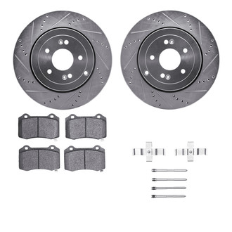 R1 Concepts® - eLINE Series Drilled and Slotted Rear Brake Kit with Ceramic Pads