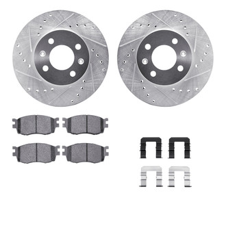 R1 Concepts® - eLINE Series Drilled and Slotted Front Brake Kit with Ceramic Pads