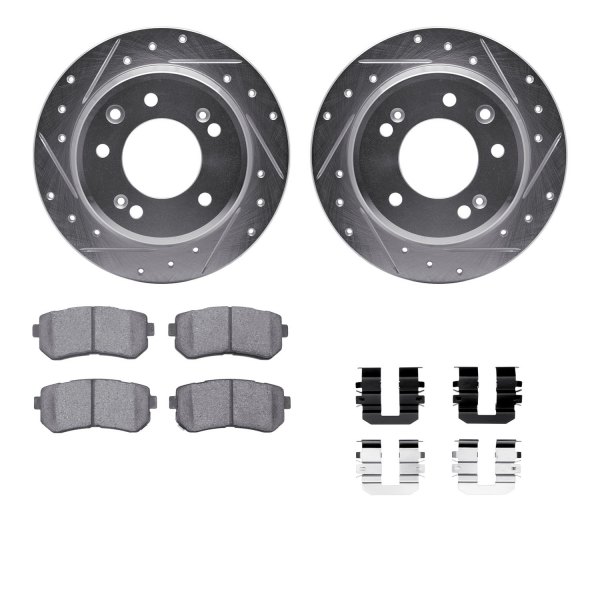  R1 Concepts® - eLINE Series Drilled and Slotted Rear Brake Kit with Ceramic Pads