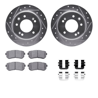 R1 Concepts® - eLINE Series Drilled and Slotted Rear Brake Kit with Ceramic Pads
