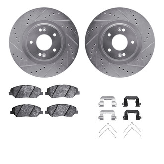 R1 Concepts® - eLINE Series Drilled and Slotted Front Brake Kit with Ceramic Pads