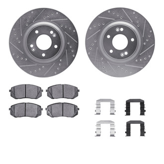 R1 Concepts® - eLINE Series Drilled and Slotted Front Brake Kit with Ceramic Pads