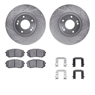 R1 Concepts® - eLINE Series Drilled and Slotted Front Brake Kit with Ceramic Pads