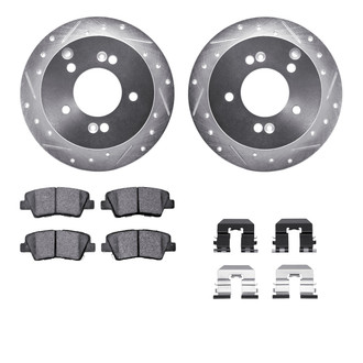 R1 Concepts® - eLINE Series Drilled and Slotted Rear Brake Kit with Ceramic Pads