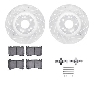 R1 Concepts® - eLINE Series Drilled and Slotted Front Brake Kit with Ceramic Pads