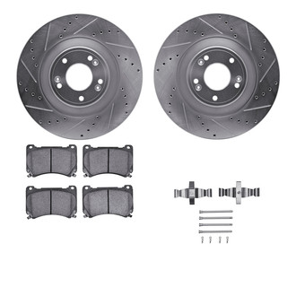 R1 Concepts® - eLINE Series Drilled and Slotted Front Brake Kit with Ceramic Pads