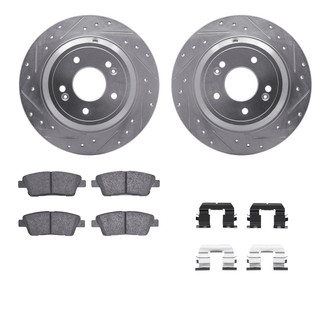 R1 Concepts® - eLINE Series Drilled and Slotted Rear Brake Kit with Ceramic Pads