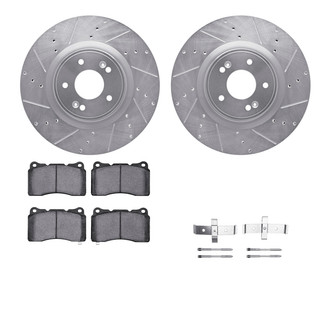 R1 Concepts® - eLINE Series Drilled and Slotted Front Brake Kit with Ceramic Pads