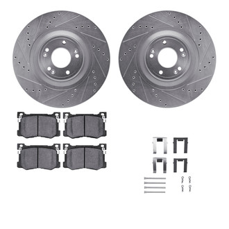 R1 Concepts® - eLINE Series Drilled and Slotted Front Brake Kit with Ceramic Pads