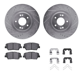 R1 Concepts® - eLINE Series Drilled and Slotted Front Brake Kit with Ceramic Pads