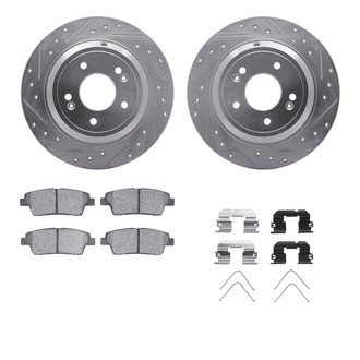 R1 Concepts® - eLINE Series Drilled and Slotted Rear Brake Kit with Ceramic Pads