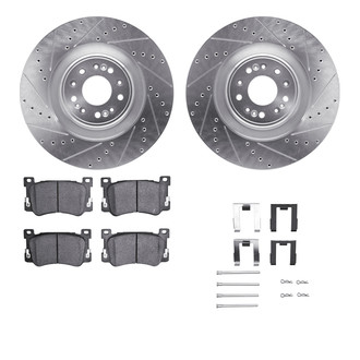 R1 Concepts® - eLINE Series Drilled and Slotted Front Brake Kit with Ceramic Pads