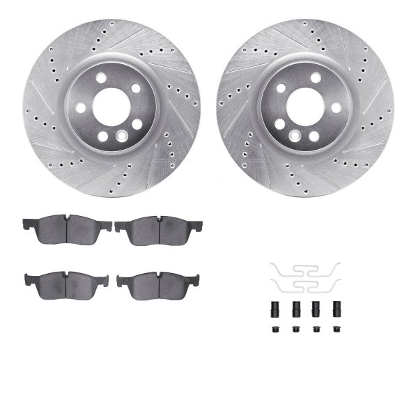  R1 Concepts® - eLINE Series Drilled and Slotted Front Brake Kit with Ceramic Pads