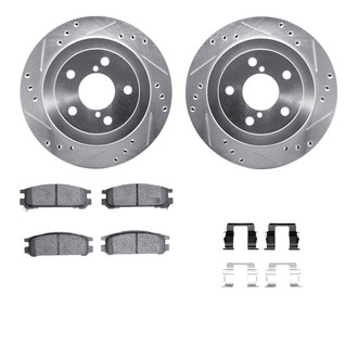 R1 Concepts® - eLINE Series Drilled and Slotted Rear Brake Kit with Ceramic Pads