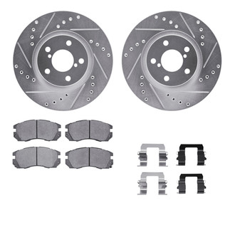 R1 Concepts® - eLINE Series Drilled and Slotted Front Brake Kit with Ceramic Pads