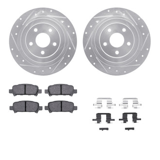 R1 Concepts® - eLINE Series Drilled and Slotted Rear Brake Kit with Ceramic Pads