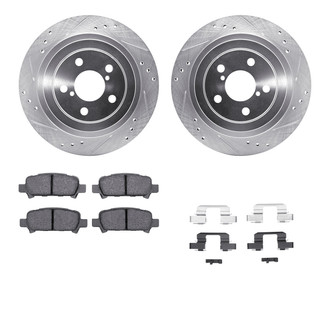 R1 Concepts® - eLINE Series Drilled and Slotted Rear Brake Kit with Ceramic Pads
