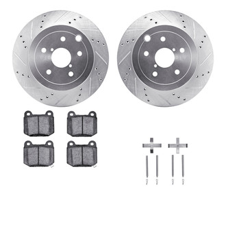 R1 Concepts® - eLINE Series Drilled and Slotted Rear Brake Kit with Ceramic Pads