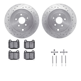 R1 Concepts® - eLINE Series Drilled and Slotted Rear Brake Kit with Ceramic Pads