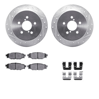 R1 Concepts® - eLINE Series Drilled and Slotted Rear Brake Kit with Ceramic Pads