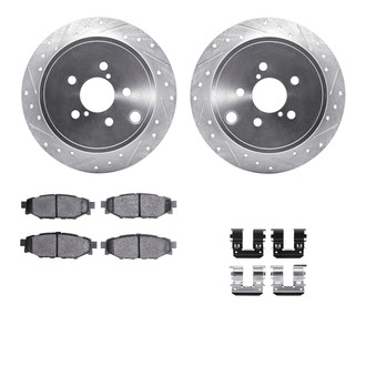 R1 Concepts® - eLINE Series Drilled and Slotted Rear Brake Kit with Ceramic Pads