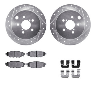 R1 Concepts® - eLINE Series Drilled and Slotted Rear Brake Kit with Ceramic Pads