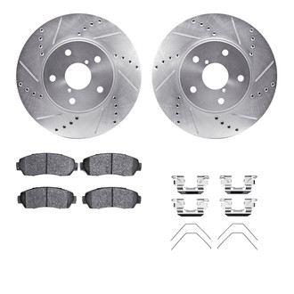 R1 Concepts® - eLINE Series Drilled and Slotted Front Brake Kit with Ceramic Pads