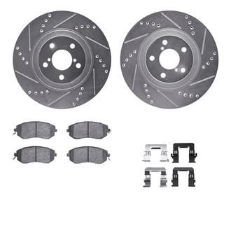 R1 Concepts® - eLINE Series Drilled and Slotted Front Brake Kit with Ceramic Pads