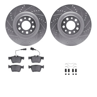 R1 Concepts® - eLINE Series Drilled and Slotted Rear Brake Kit with Ceramic Pads