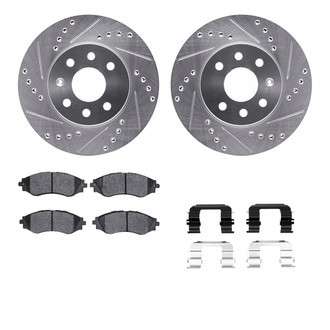 R1 Concepts® - eLINE Series Drilled and Slotted Front Brake Kit with Ceramic Pads