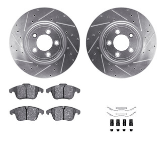 R1 Concepts® - eLINE Series Drilled and Slotted Front Brake Kit with Ceramic Pads