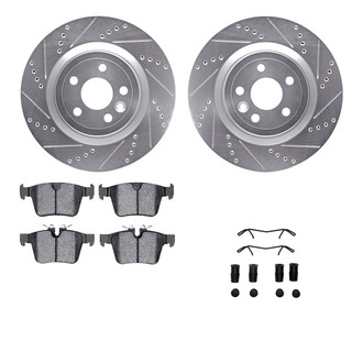R1 Concepts® - eLINE Series Drilled and Slotted Rear Brake Kit with Ceramic Pads