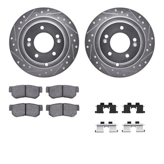 R1 Concepts® - eLINE Series Drilled and Slotted Rear Brake Kit with Ceramic Pads