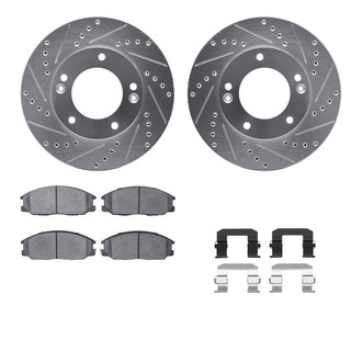 R1 Concepts® - eLINE Series Drilled and Slotted Front Brake Kit with Ceramic Pads