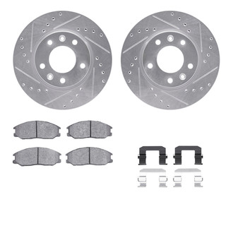 R1 Concepts® - eLINE Series Drilled and Slotted Front Brake Kit with Ceramic Pads