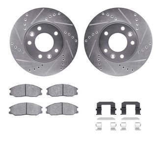 R1 Concepts® - eLINE Series Drilled and Slotted Front Brake Kit with Ceramic Pads