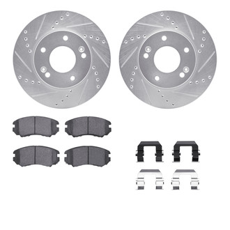 R1 Concepts® - eLINE Series Drilled and Slotted Front Brake Kit with Ceramic Pads