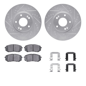R1 Concepts® - eLINE Series Drilled and Slotted Front Brake Kit with Ceramic Pads
