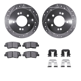 R1 Concepts® - eLINE Series Drilled and Slotted Rear Brake Kit with Ceramic Pads