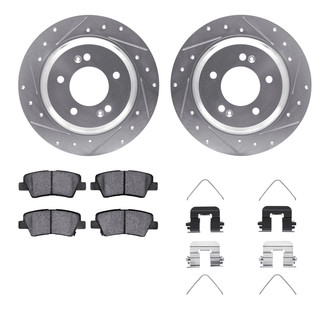R1 Concepts® - eLINE Series Drilled and Slotted Rear Brake Kit with Ceramic Pads