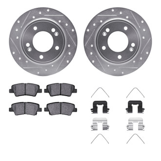 R1 Concepts® - eLINE Series Drilled and Slotted Rear Brake Kit with Ceramic Pads